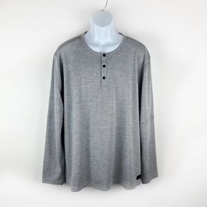 MSX By Michael Strahan Mens Henley Shirt Size XXL Long Sleeve Gray Stretch